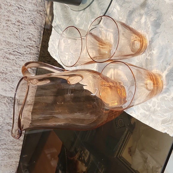 Other - Vintage Rose Gold Pitcher & 3 Glasses